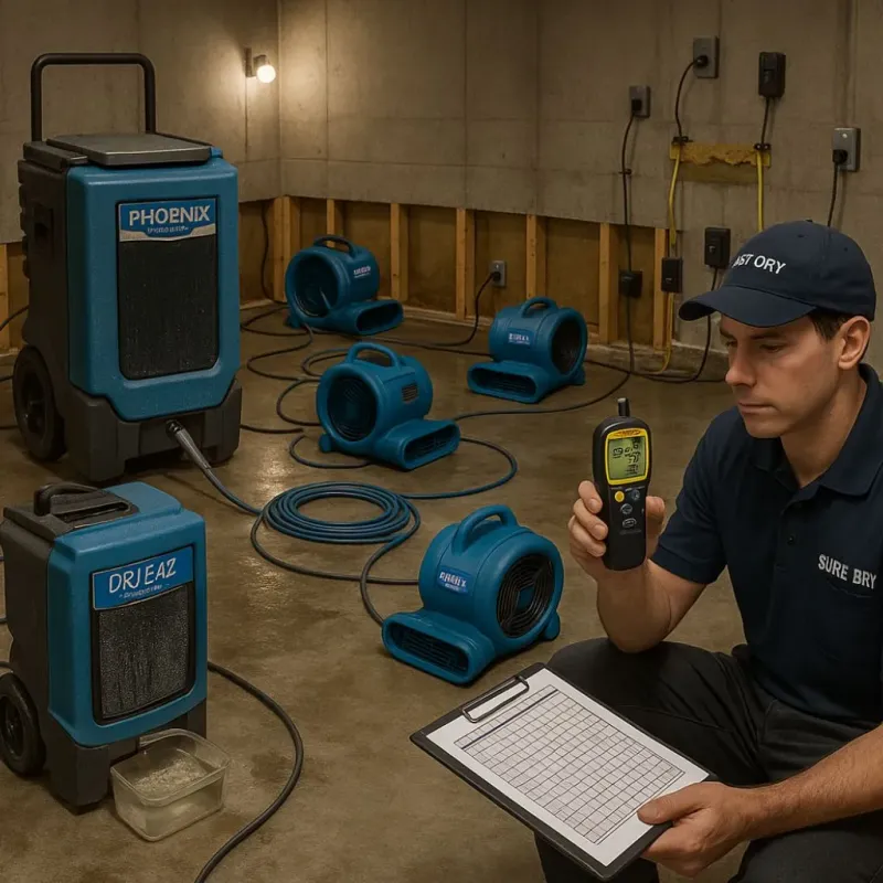 Structural Drying and Dehumidification process in La Salle County, TX